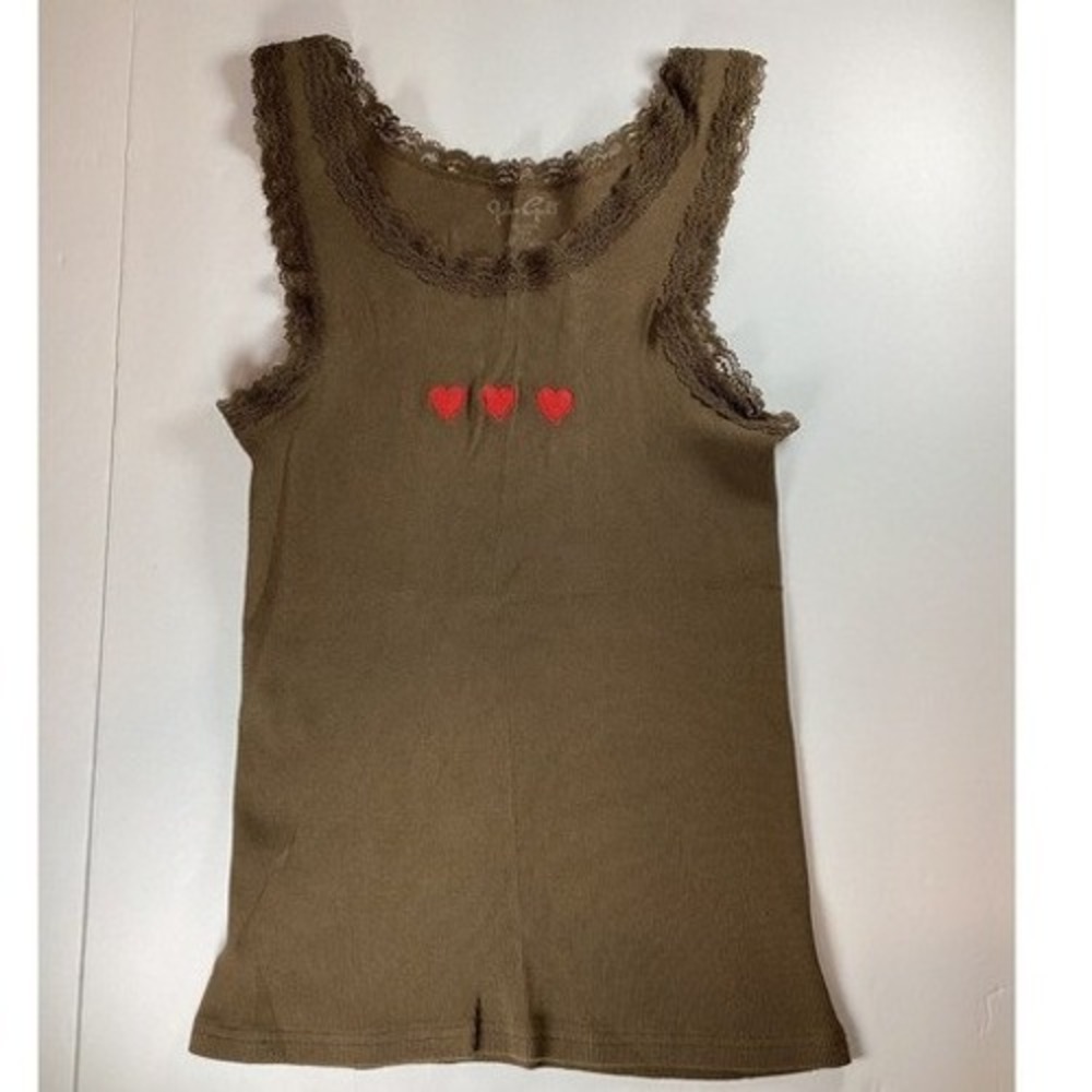 John Galt Lace Trim Heart Tank Wmn's Size Medium Brown Good condition